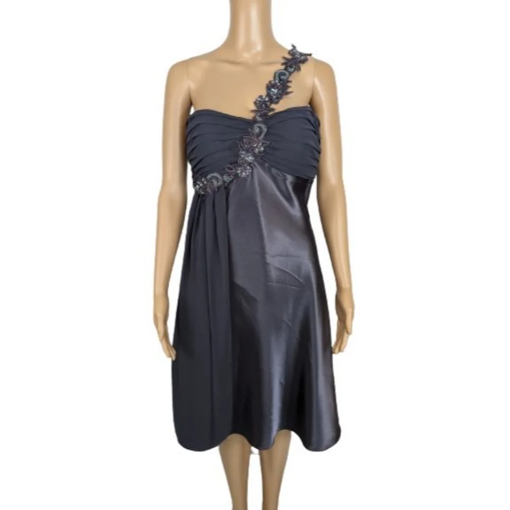 nightway one shoulder dress Amazon.com: Nightway Womens One Shoulder Glitter Gown Dress, Black/Blue, 12 US : Clothing, Shoes & Jewelry